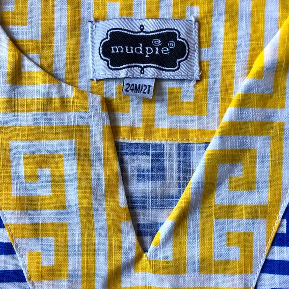 Pompon Bell sleeve Moroccan print dress 24M/2T - Picture 3 of 3